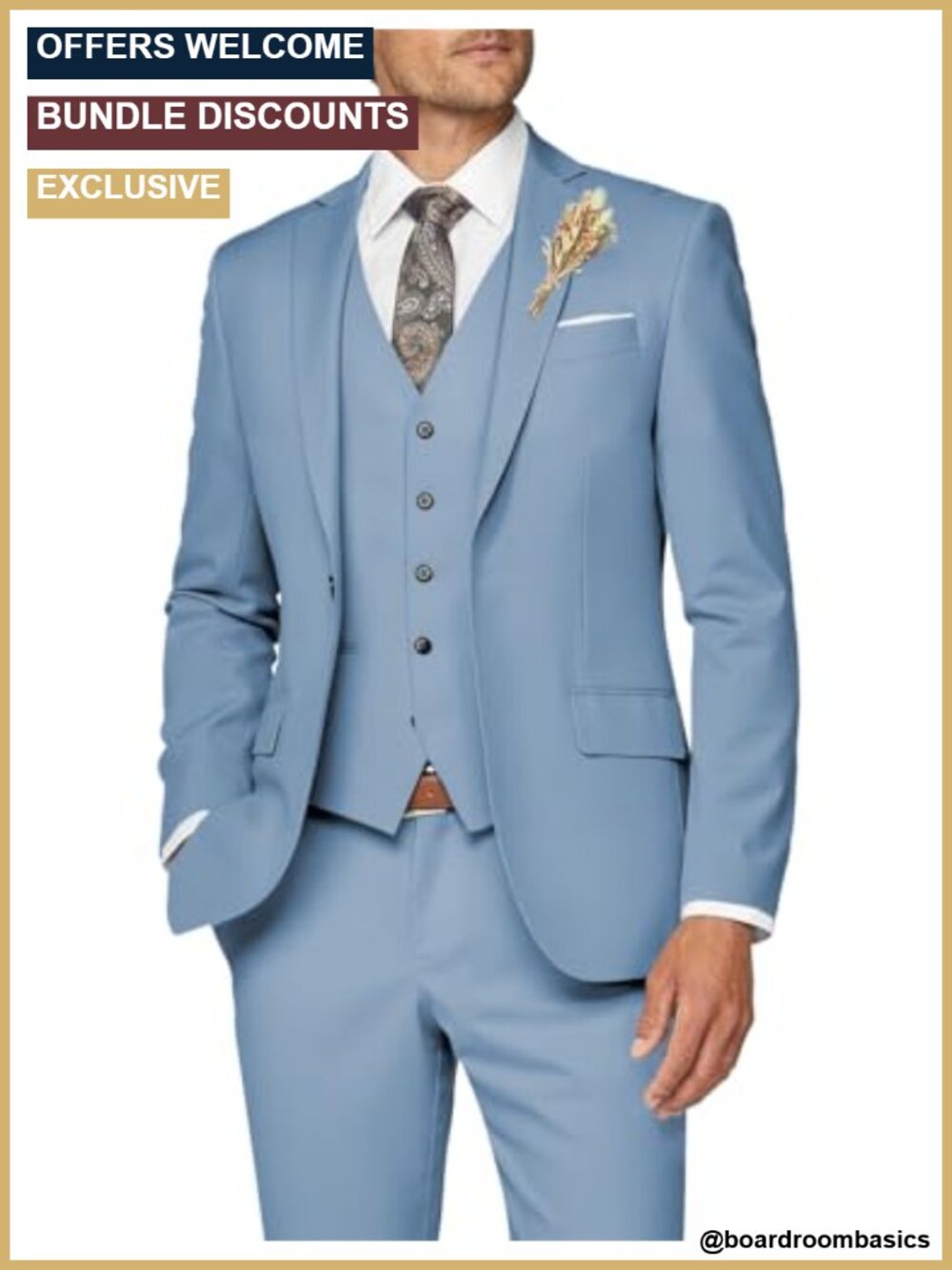 Men's 3 Piece Slim Fit Suit Set for Wedding Business Prom Groom Formal